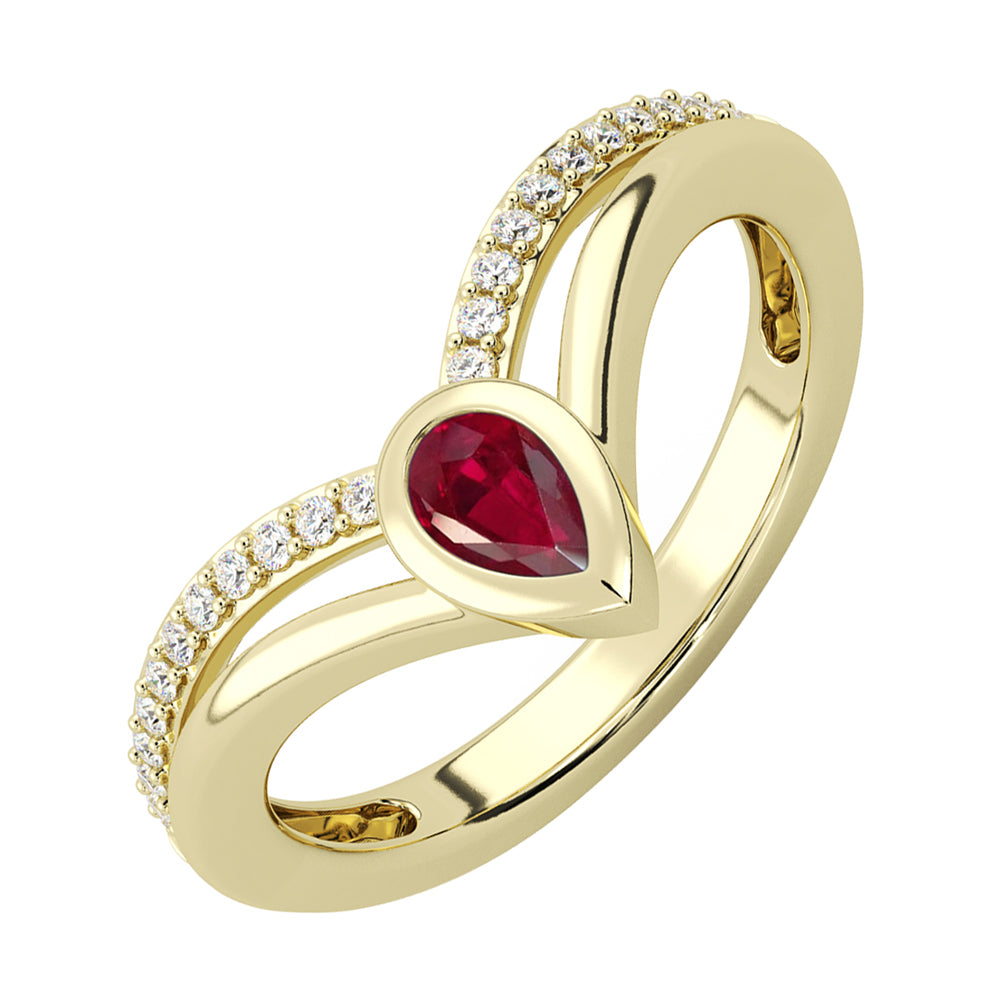14Kt Yellow Gold Diamond 1/8Ctw & Ruby 1/3Ctw Ring