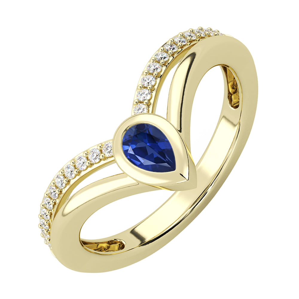 14Kt Yellow Gold Diamond 1/8Ctw & Sapphire 1/3Ctw Ring