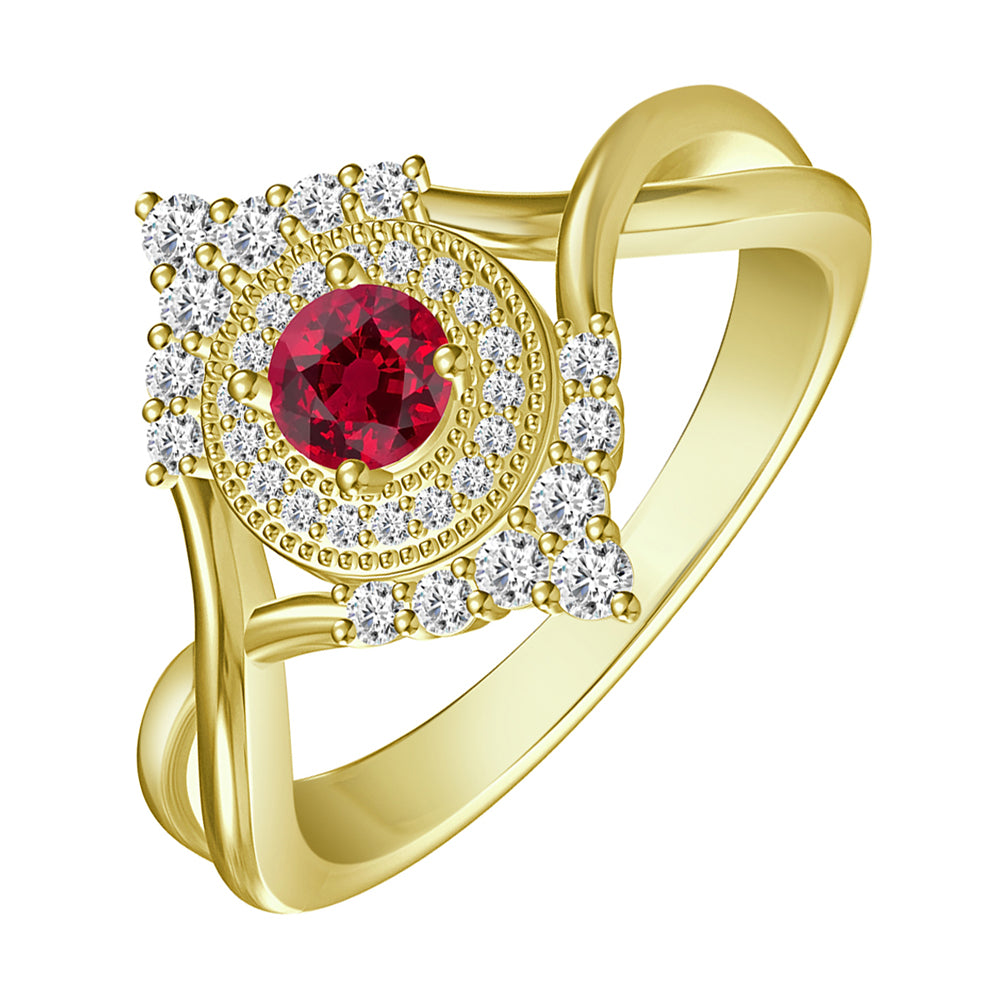 14Kt Yellow Gold Diamond 1/4Ctw & Ruby 1/3Ctw Ring