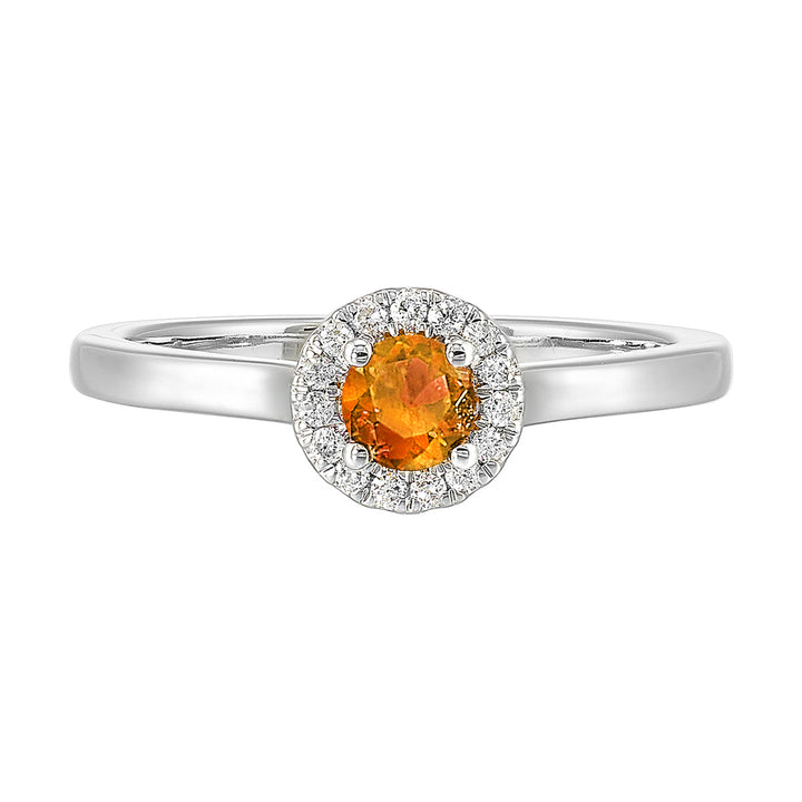 10Kt White Gold Diamond 1/12Ctw & Citrine 1/3Ctw Ring