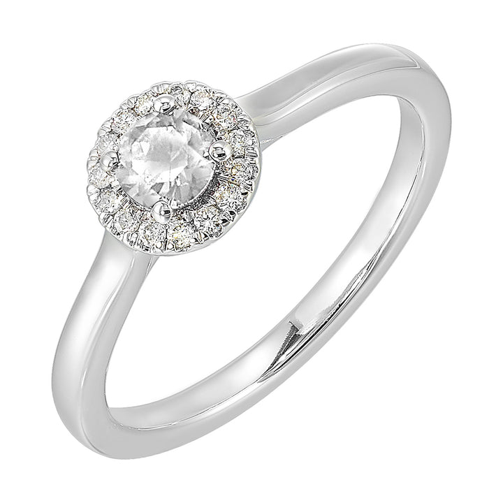 10Kt White Gold Diamond 1/12Ctw & White Topaz 1/3Ctw Ring