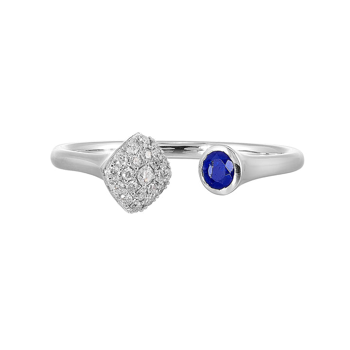14Kt White Gold Diamond 1/10Ctw & Sapphire 1/5Ctw Ring