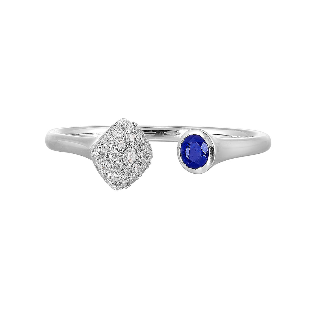 14Kt White Gold Diamond 1/10Ctw & Sapphire 1/5Ctw Ring