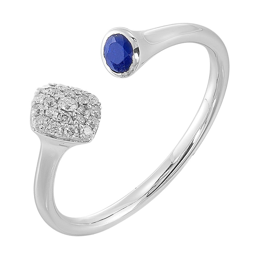 14Kt White Gold Diamond 1/10Ctw & Sapphire 1/5Ctw Ring