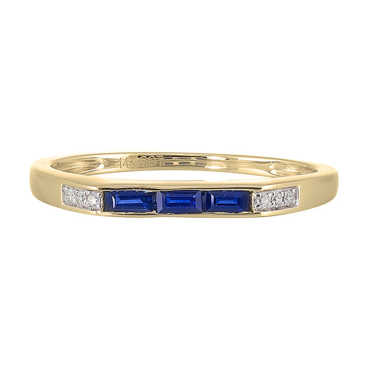 14Kt Yellow Gold Diamond 1/50Ctw & Sapphire 1/8Ctw Ring