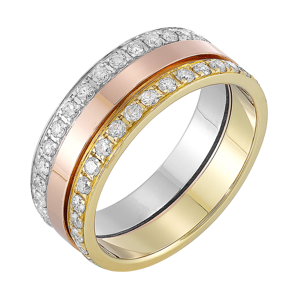 14Kt Tricolor Diamond 1Ctw Ring