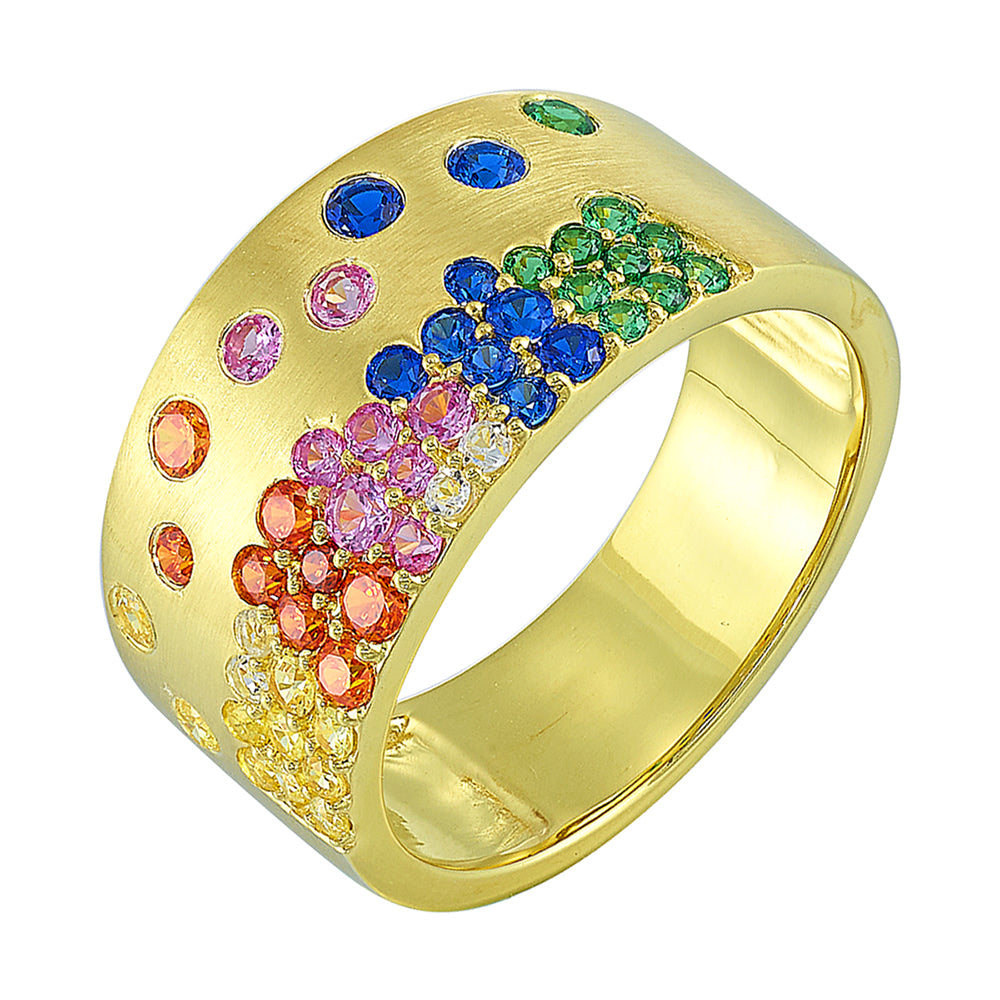 14Kt Yellow Gold Mix Colorstone 1 1/4Ctw Ring