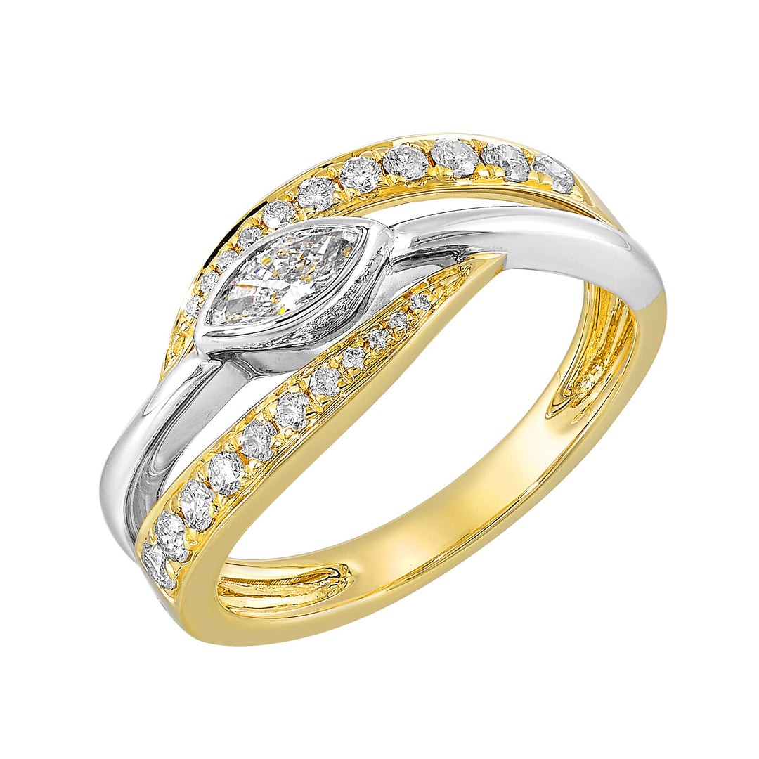 14Kt White Yellow Gold Diamond 1/2Ctw Ring