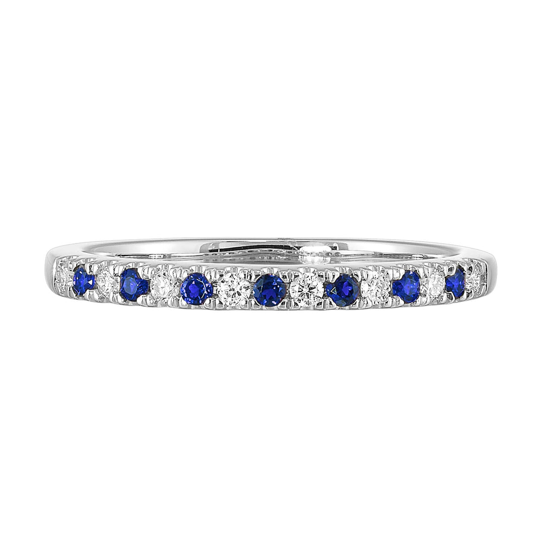 10Kt White Gold Diamond 1/8Ctw & Sapphire1/8Ctw Ring
