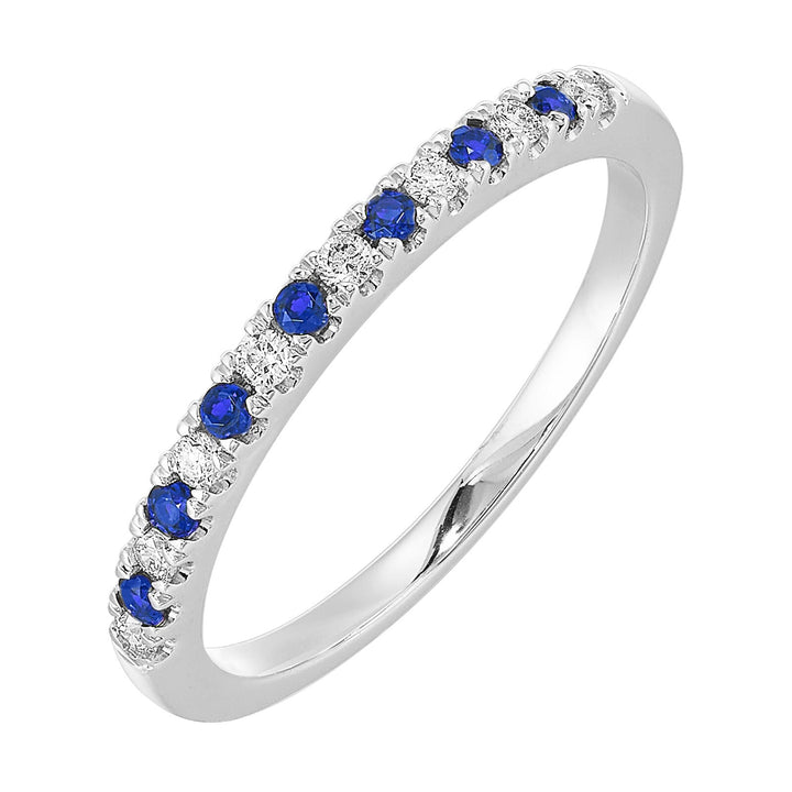 10Kt White Gold Diamond 1/8Ctw & Sapphire1/8Ctw Ring