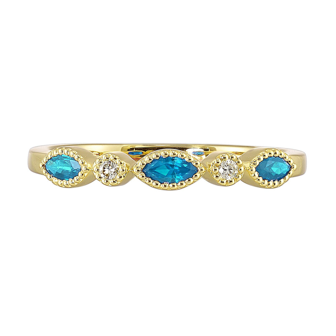 10Kt Yellow Gold Diamond 1/50Ctw & Blue Topaz 1/3Ctw Ring