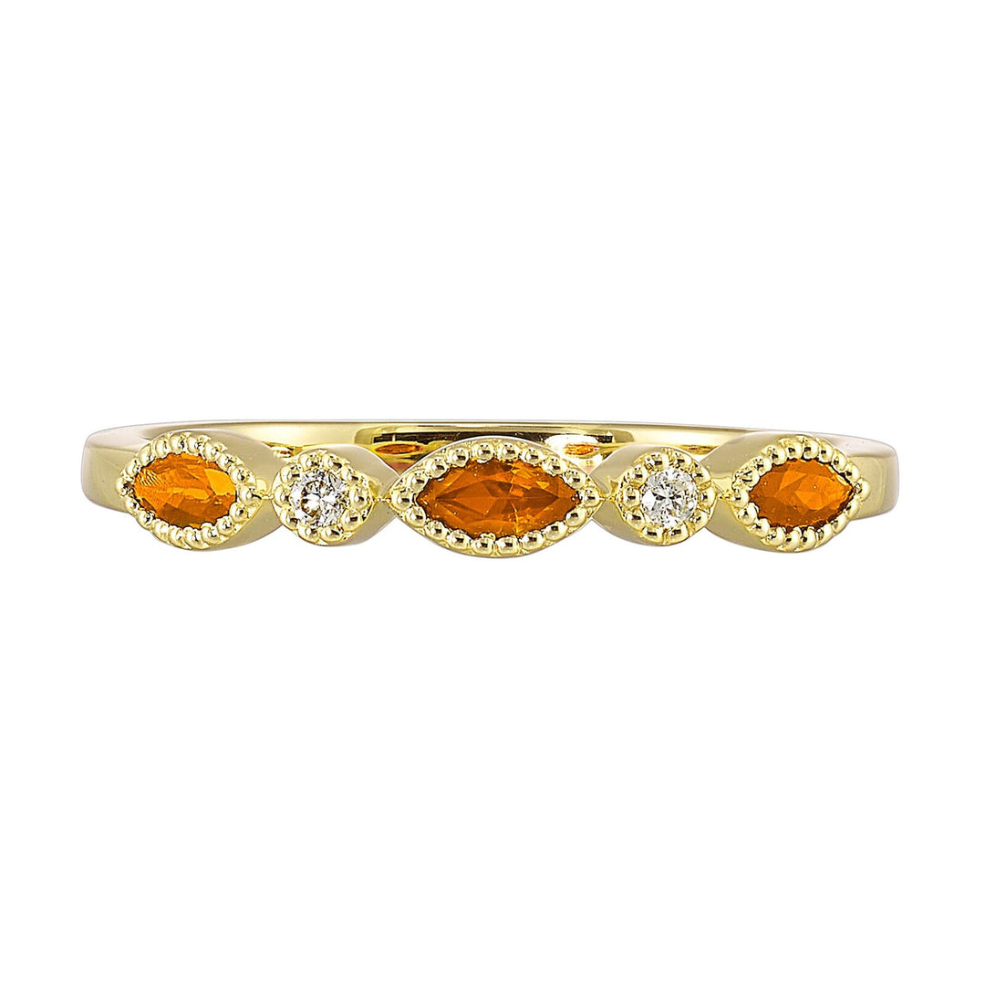 10Kt Yellow Gold Diamond 1/50Ctw & Citrine 1/4Ctw Ring