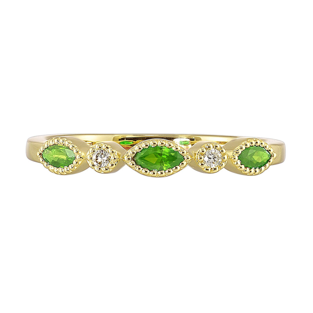 10Kt Yellow Gold Diamond 1/50Ctw & Peridot 1/4Ctw Ring