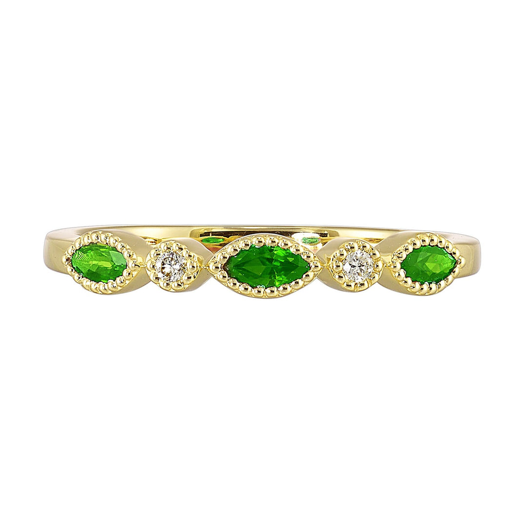 10Kt Yellow Gold Diamond 1/50Ctw & Emerald 1/3Ctw Ring