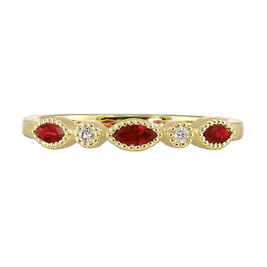 10Kt Yellow Gold Diamond 1/50Ctw & Garnet 1/3Ctw Ring