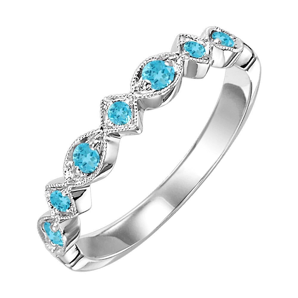 10Kt White Gold Aquamarine 1/5Ctw Ring