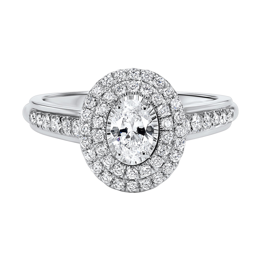 Silver White Diamond 3/4Ctw Ring