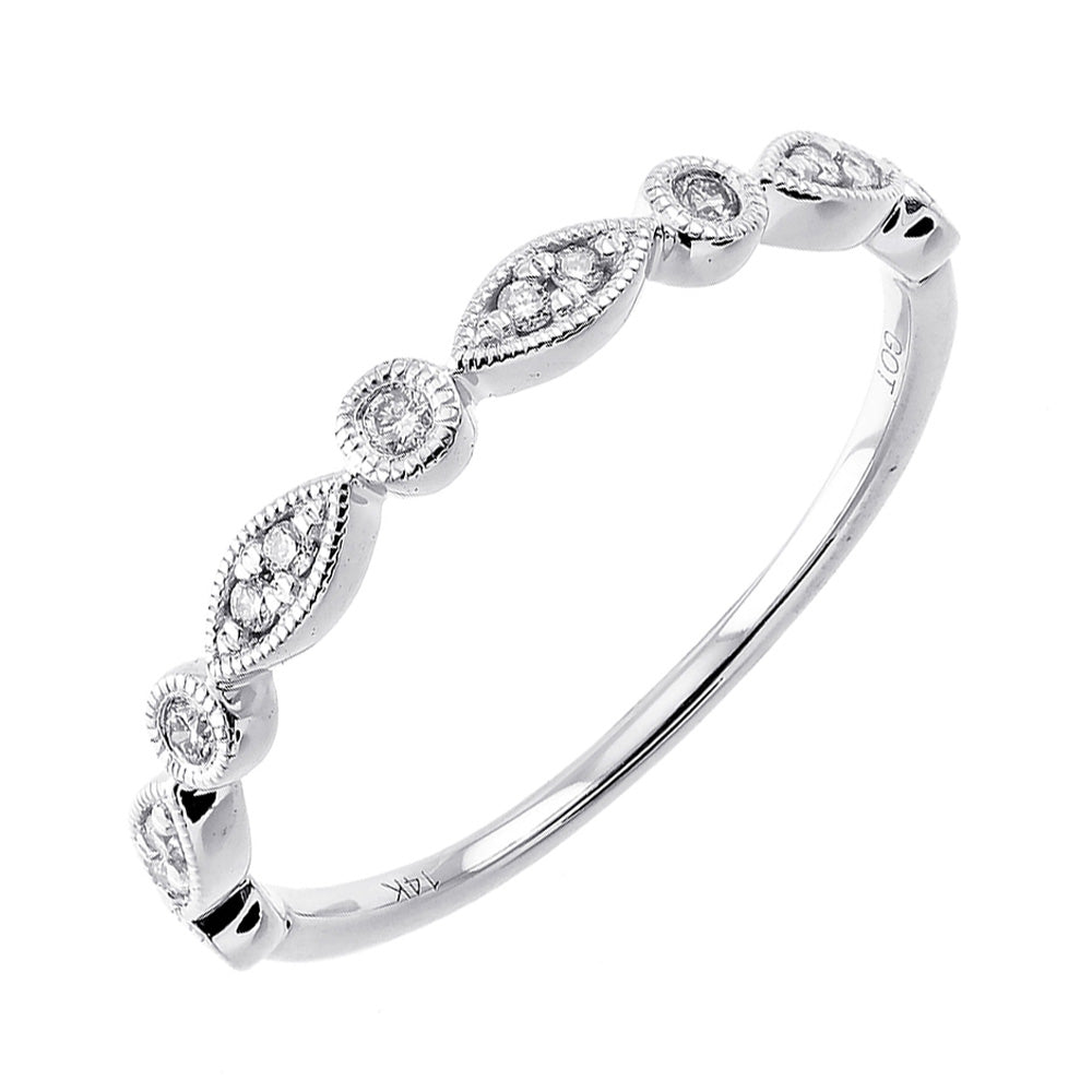 14Kt White Gold Diamond 1/20Ctw & Emerald-Ruby 1/12Ctw Ring