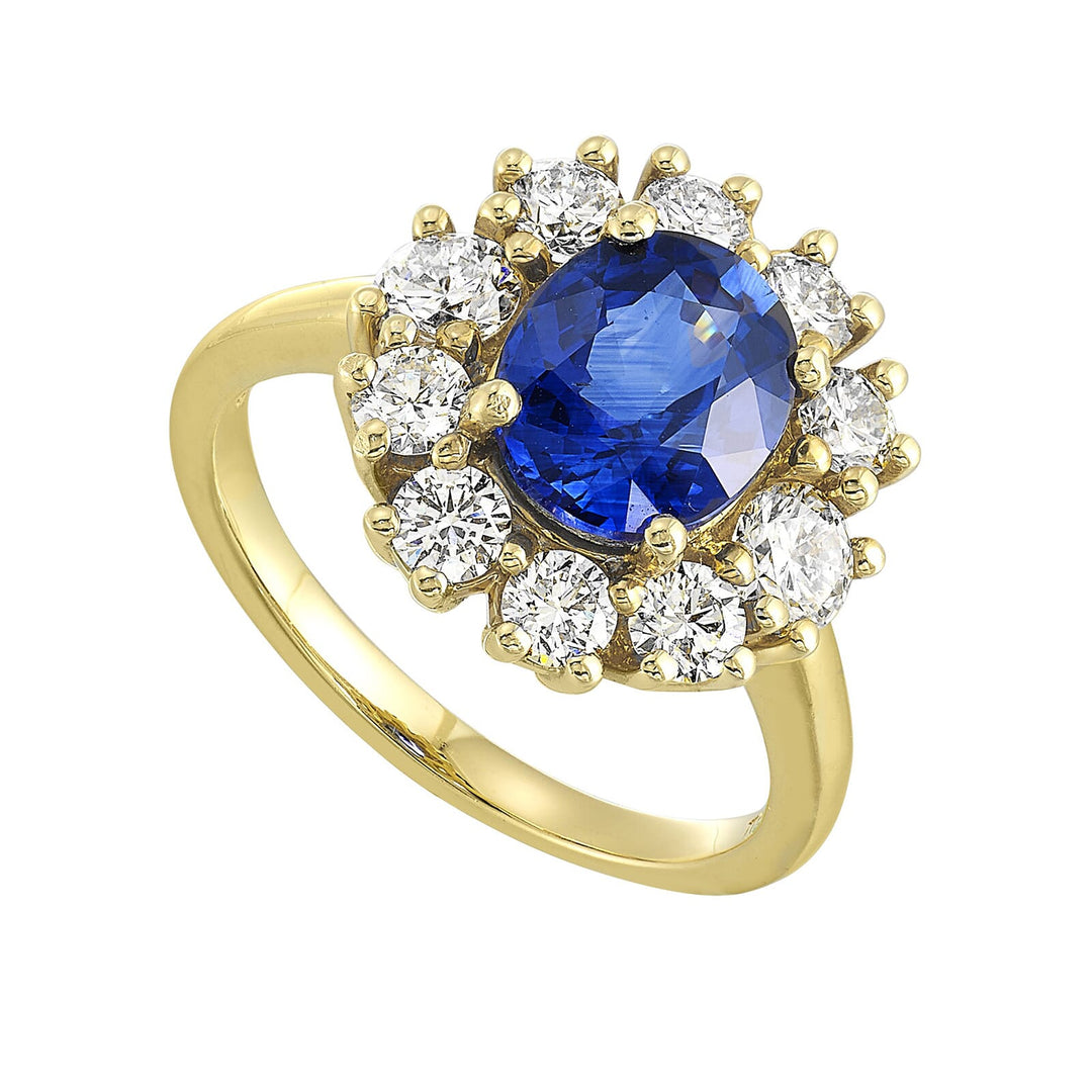 14Kt Yellow Gold Diamond 1 3/8Ctw & Sapphire 2 1/2Ctw Ring