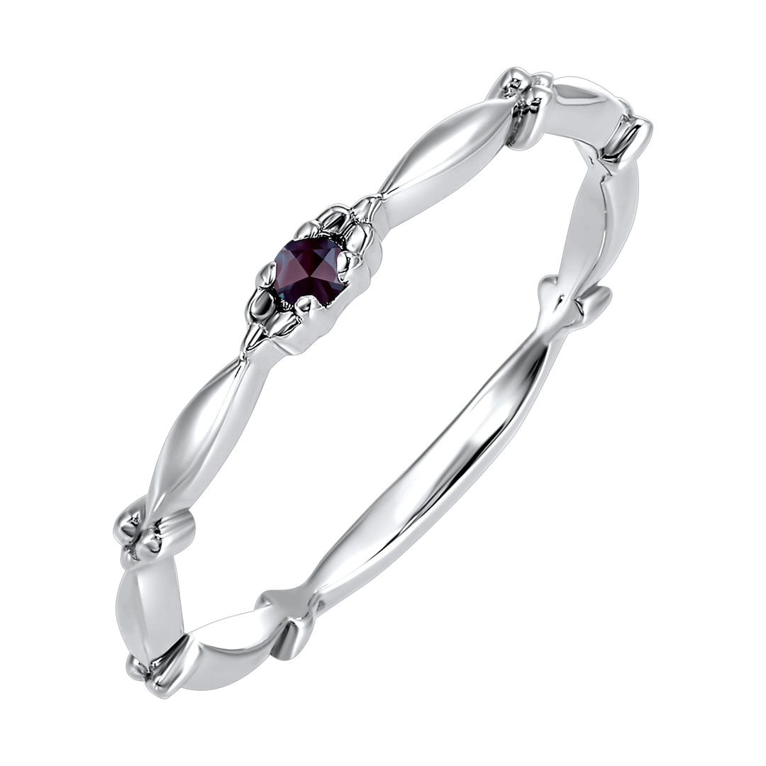 10Kt White Gold & Syn Alexandrite 1/25Ctw Ring