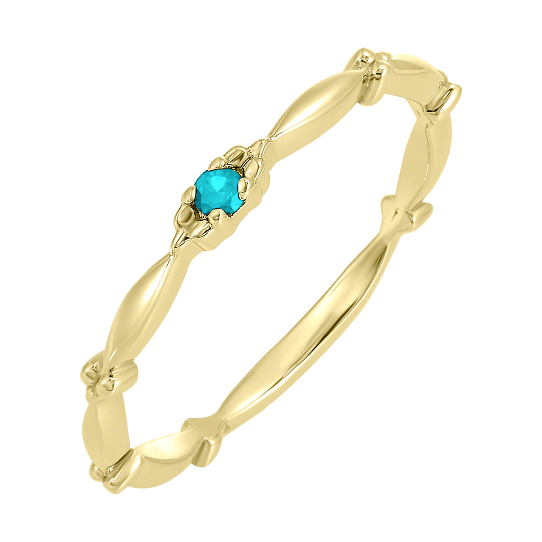 10Kt Yellow Gold Aquamarine 1/25Ctw Ring