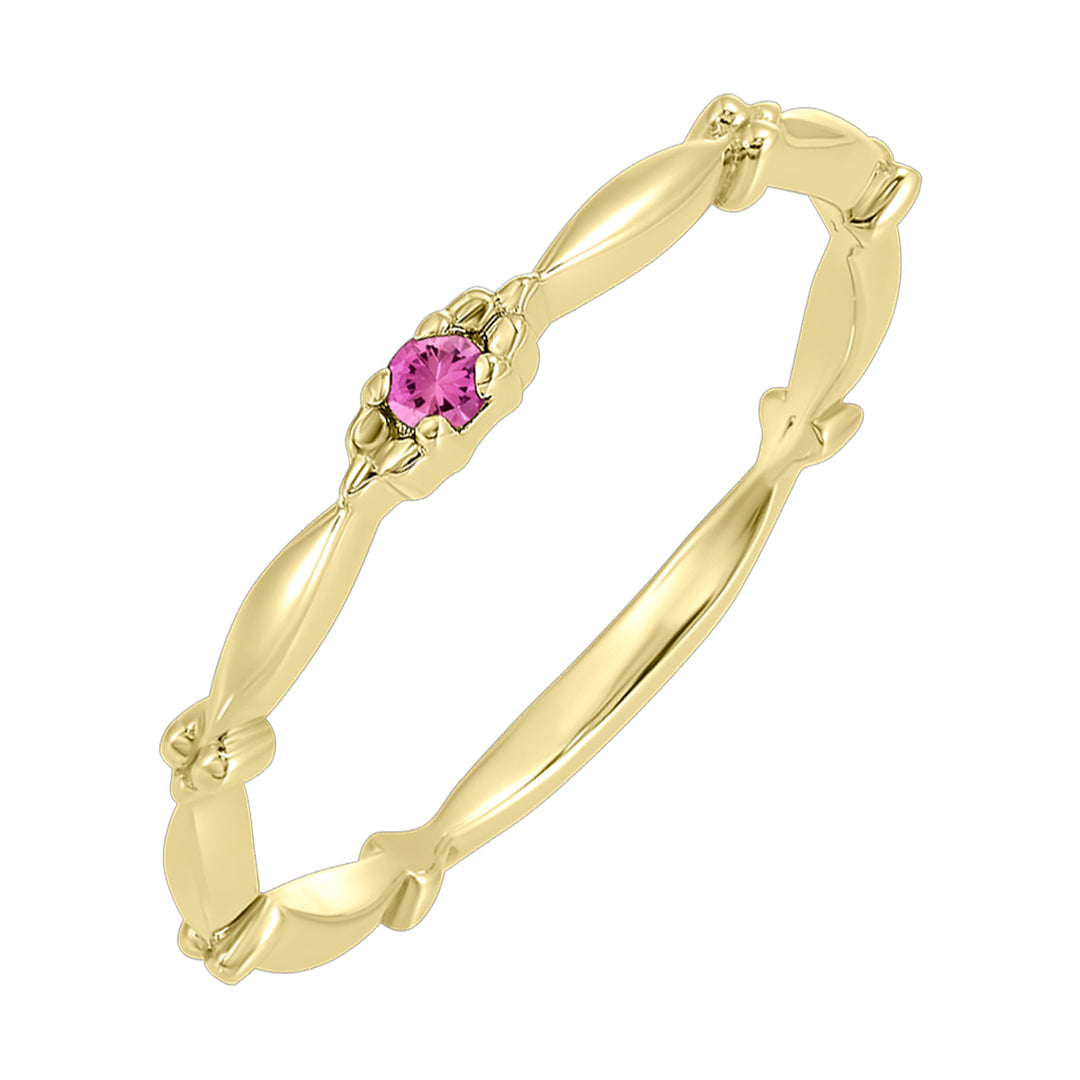 10Kt Yellow Gold Pink Tourmaline 1/25Ctw Ring