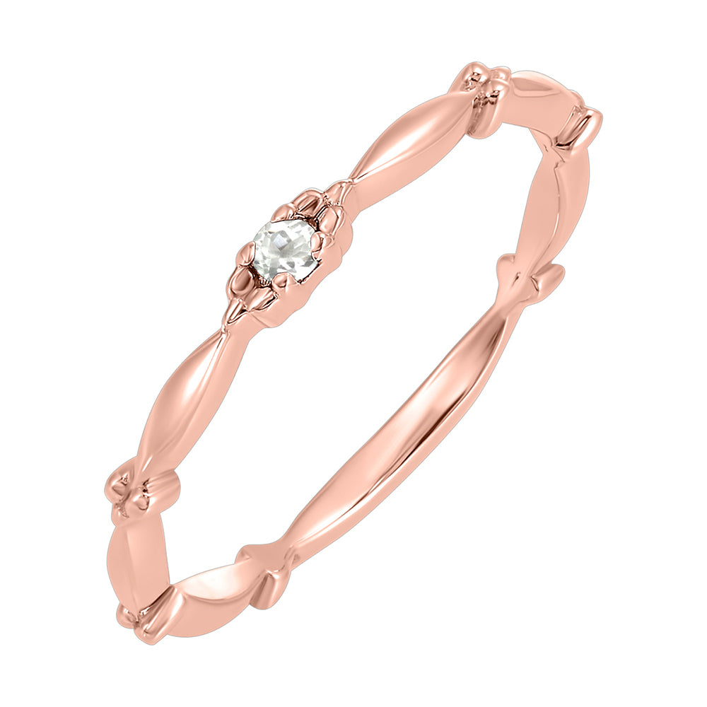 10Kt Rose Gold White Topaz 1/25Ctw Ring