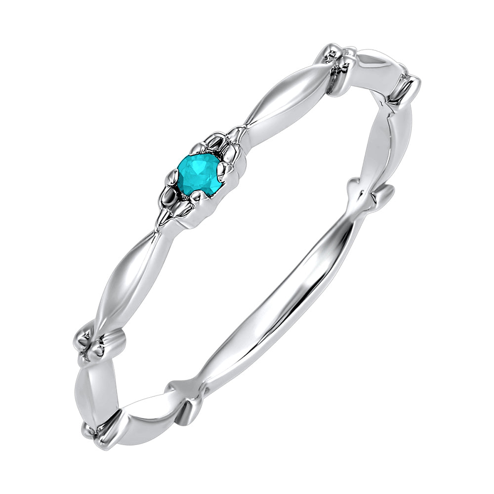 10Kt White Gold & Aquamarine 1/25Ctw Ring