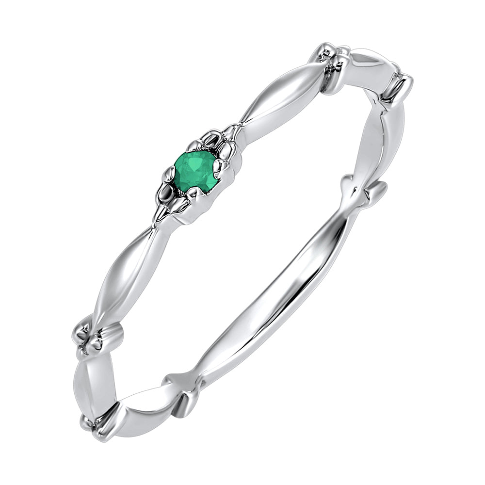 10Kt White Gold & Emerald 1/25Ctw Ring