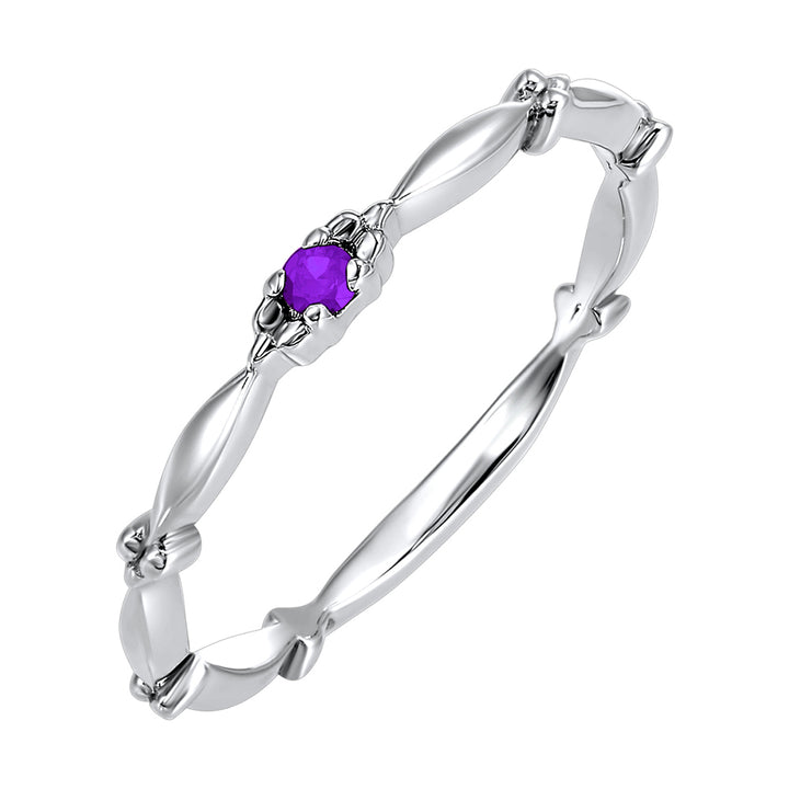 10Kt White Gold & Amethyst 1/25Ctw Ring