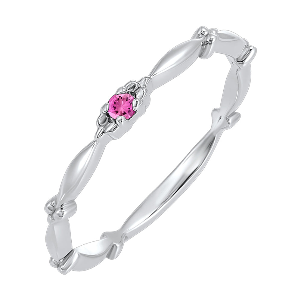 10Kt White Gold & Pink Tourmaline 1/25Ctw Ring