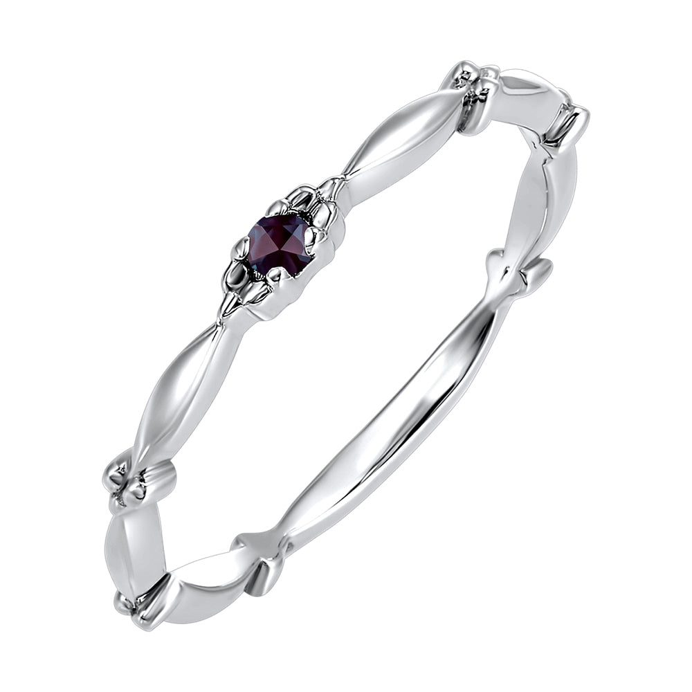 10Kt White Gold & Syn Alexandrite 1/25Ctw Ring