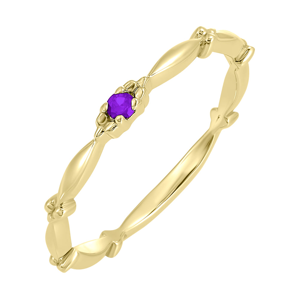 10Kt Yellow Gold Amethyst 1/25Ctw Ring
