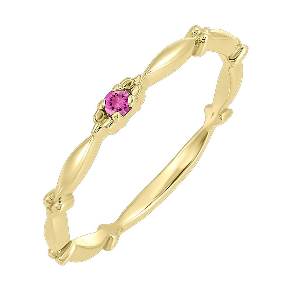 10Kt Yellow Gold Pink Tourmaline 1/20Ctw Ring