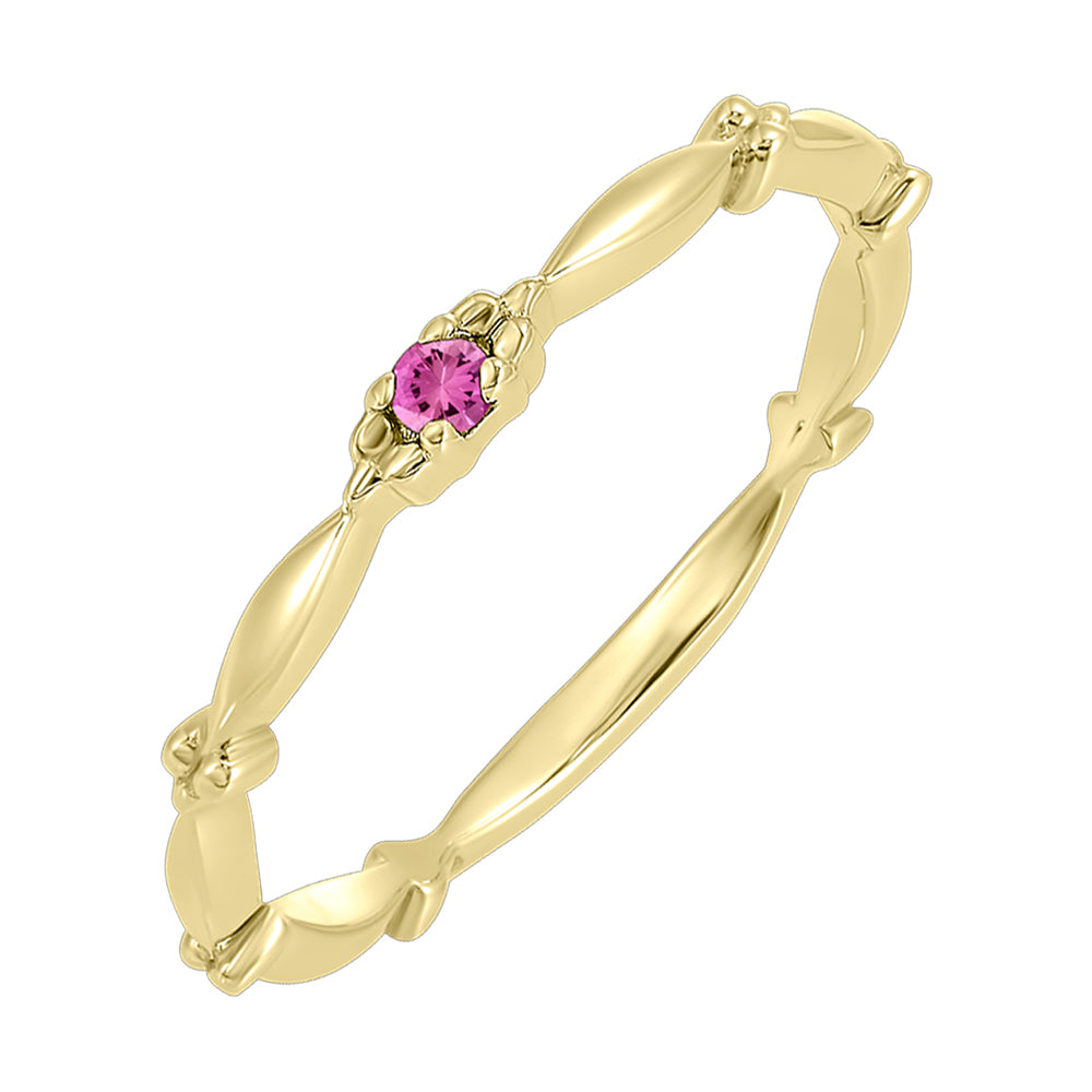 10Kt Yellow Gold Pink Tourmaline 1/25Ctw Ring