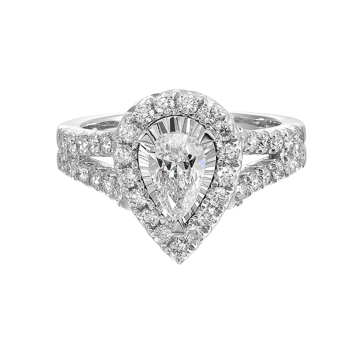 14Kt White Semi Mount 3/4Ctw For Pear Center