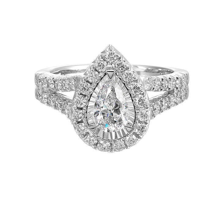 14Kt White Semi Mount 3/4Ctw For Pear Center