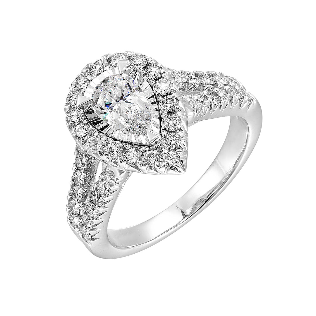 14Kt White Semi Mount 3/4Ctw For Pear Center