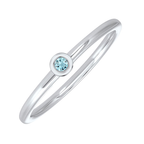 10Kt White Gold & Aquamarine 1/25Ctw Ring