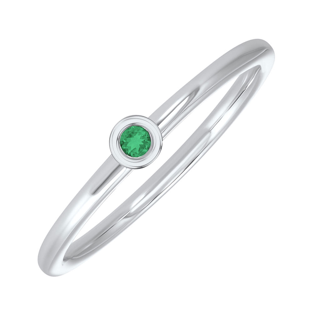 10Kt White Gold & Emerald 1/25Ctw Ring