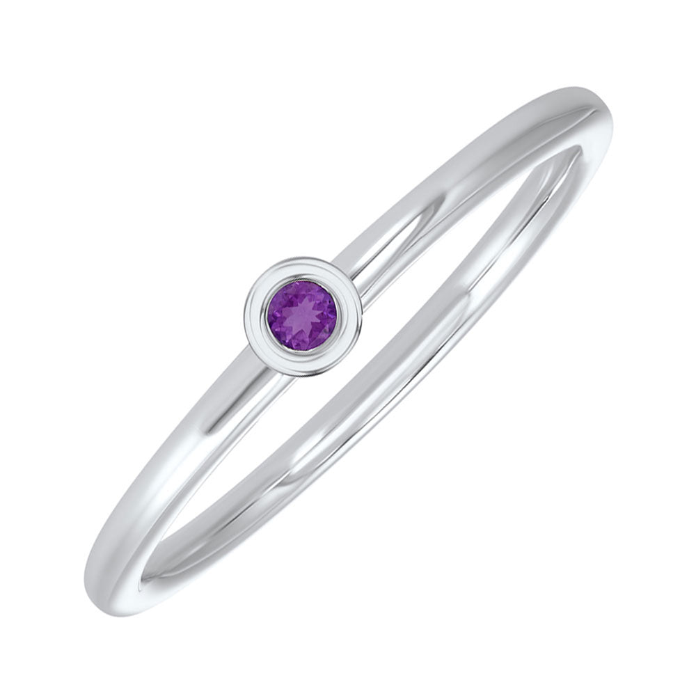 10Kt White Gold & Amethyst 1/25Ctw Ring