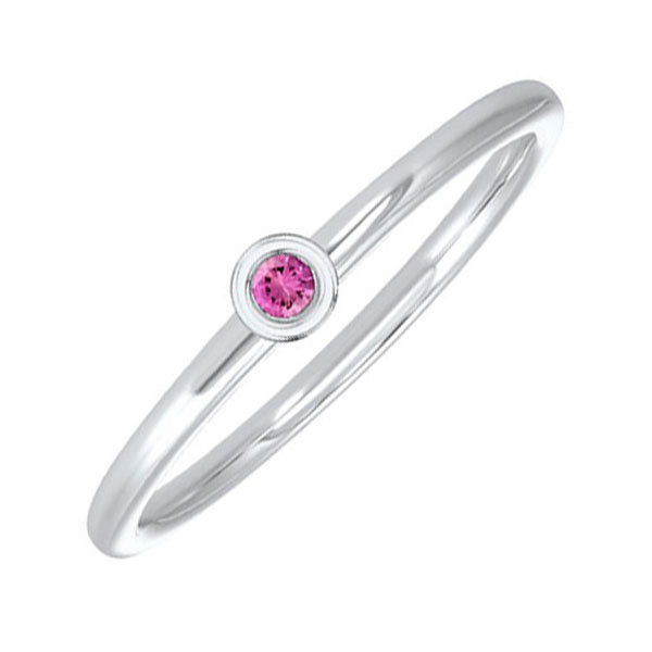 10Kt White Gold & Pink Tourmaline 1/25Ctw Ring