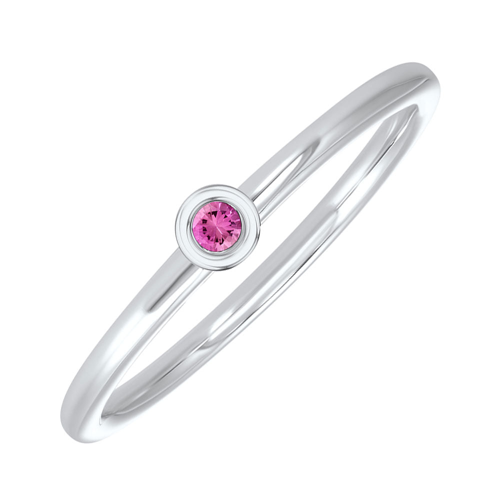 14Kt White Gold Pink Tourmaline 1/25Ctw Ring