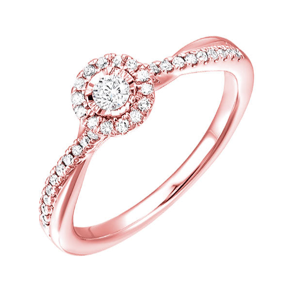 14Kt Rose Gold Diamond 1/4Ctw Ring