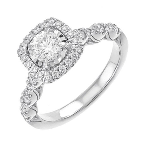 Silver White Diamond 7/8Ctw Ring
