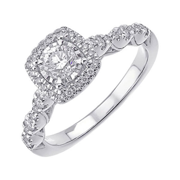 Silver White Diamond 5/8Ctw Ring