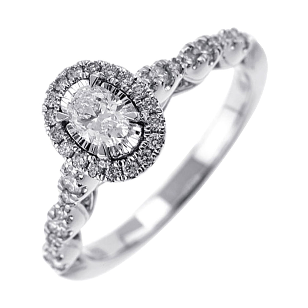Silver White Diamond 5/8Ctw Ring