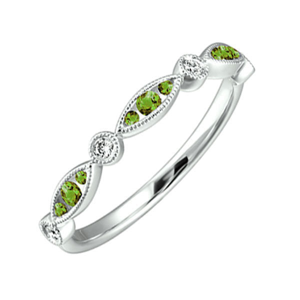 10Kt White Gold Diamond 1/15Ctw & Peridot 1/5Ctw Ring