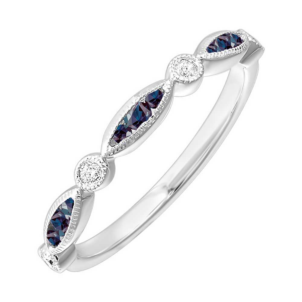10Kt White Gold Diamond 1/20Ctw & Syn Alexandrite 1/6Ctw Ring