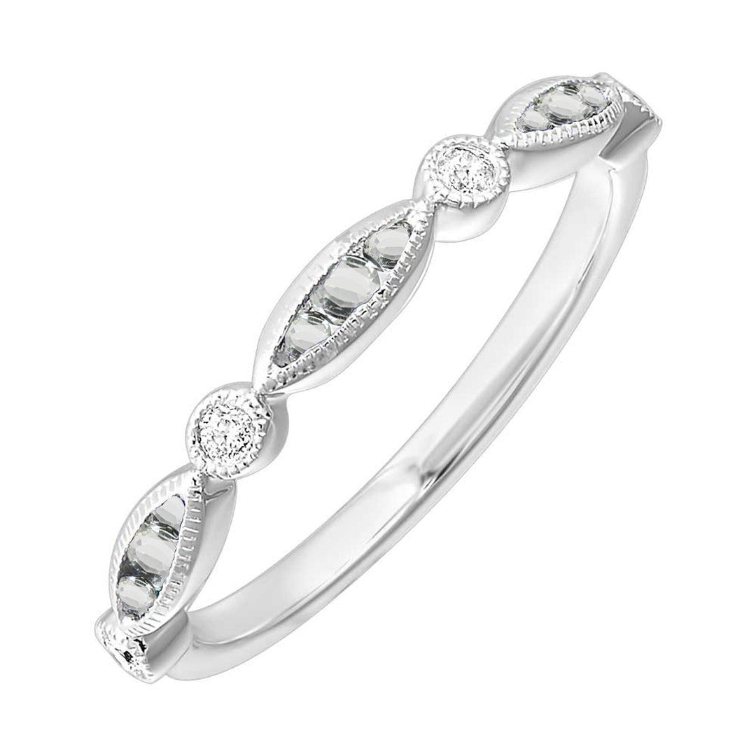 10Kt White Gold Diamond 1/20Ctw & White Topaz 1/5Ctw Ring